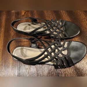 Flex Form Black Open Toe Slip On Slides Slingback Sandals Women's 9.5 M